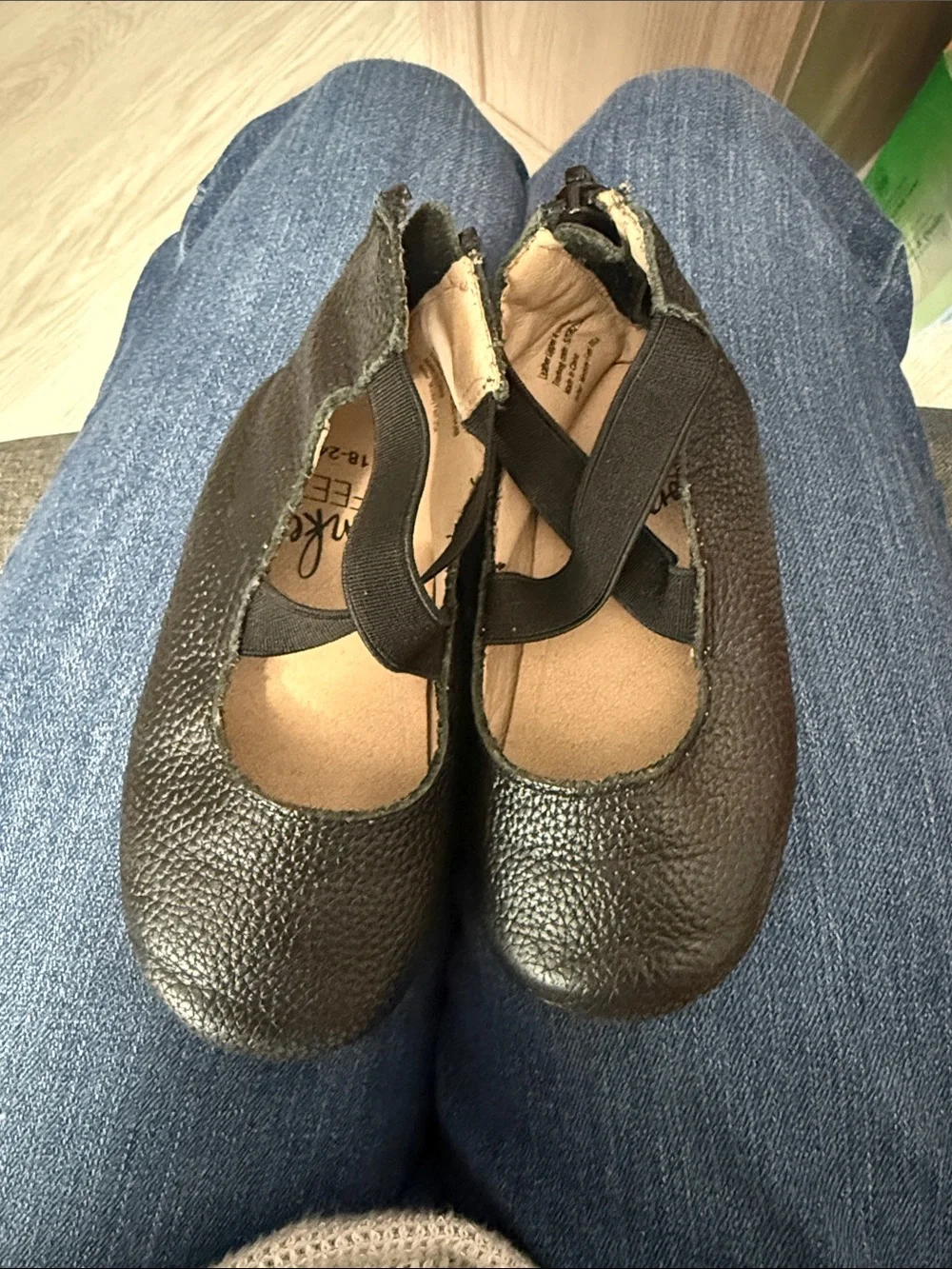 Monkey Feet Girls Brown Mary Jane Flats with Elastic Cross Strap